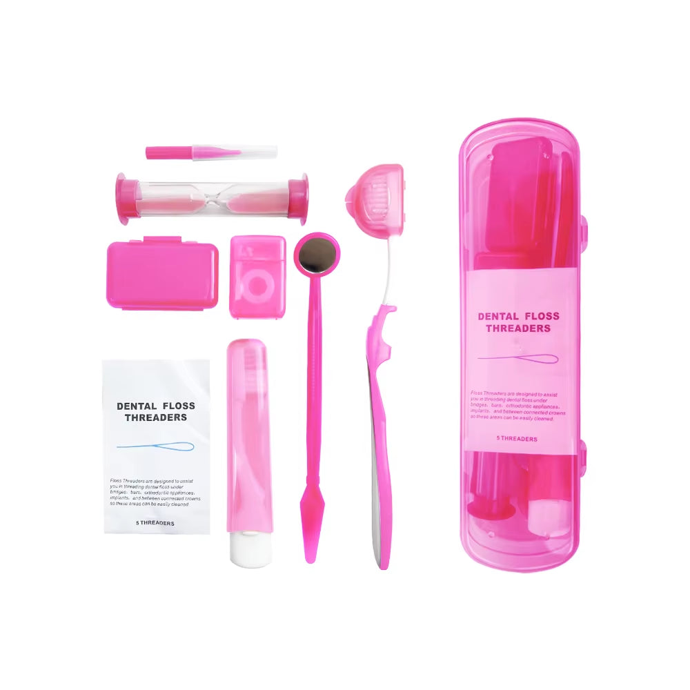 Dental Care Kits 8Pcs/Bag Portable Orthodontic Tools Interdental Brush Mouth Mirror Floss Oral Hygiene Whitening Tool Suit