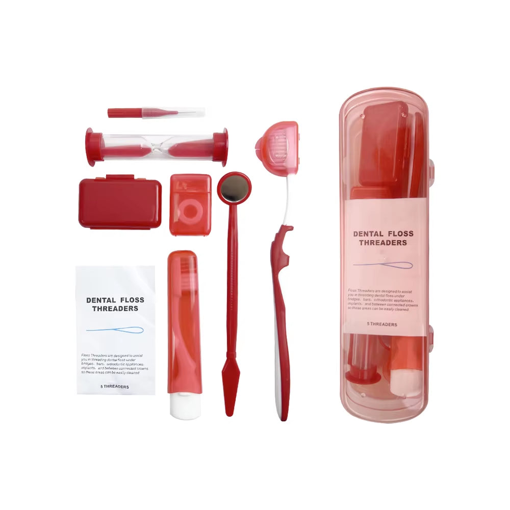 Dental Care Kits 8Pcs/Bag Portable Orthodontic Tools Interdental Brush Mouth Mirror Floss Oral Hygiene Whitening Tool Suit