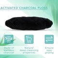 30M Vegan Biodegradable Bamboo Charcoal Dental Floss with Refillable Glass Holder Mint Flavored Tiny Floss (Black,White)