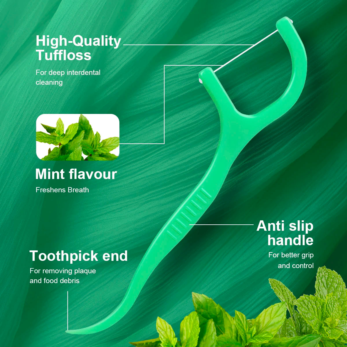 Mint Dental Floss Stick - Home Portable Disposable Care Dental Floss Stick - Oral Care - Deep Cleaning - Interdental Cleaning Pr