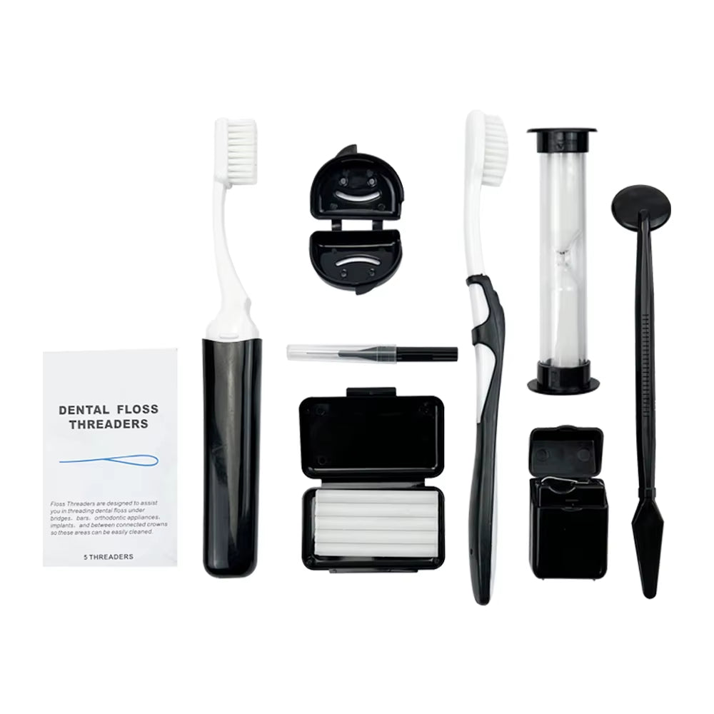 Dental Care Kits 8Pcs/Bag Portable Orthodontic Tools Interdental Brush Mouth Mirror Floss Oral Hygiene Whitening Tool Suit