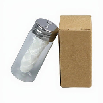 30M Vegan Biodegradable Bamboo Charcoal Dental Floss with Refillable Glass Holder Mint Flavored Tiny Floss (Black,White)