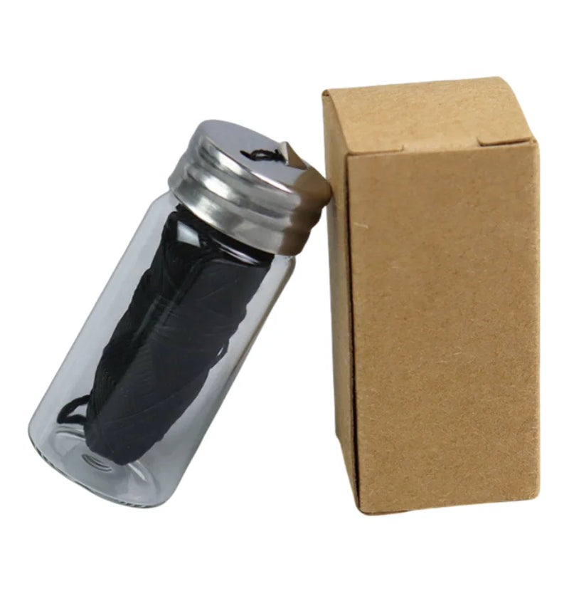 30M Vegan Biodegradable Bamboo Charcoal Dental Floss with Refillable Glass Holder Mint Flavored Tiny Floss (Black,White)