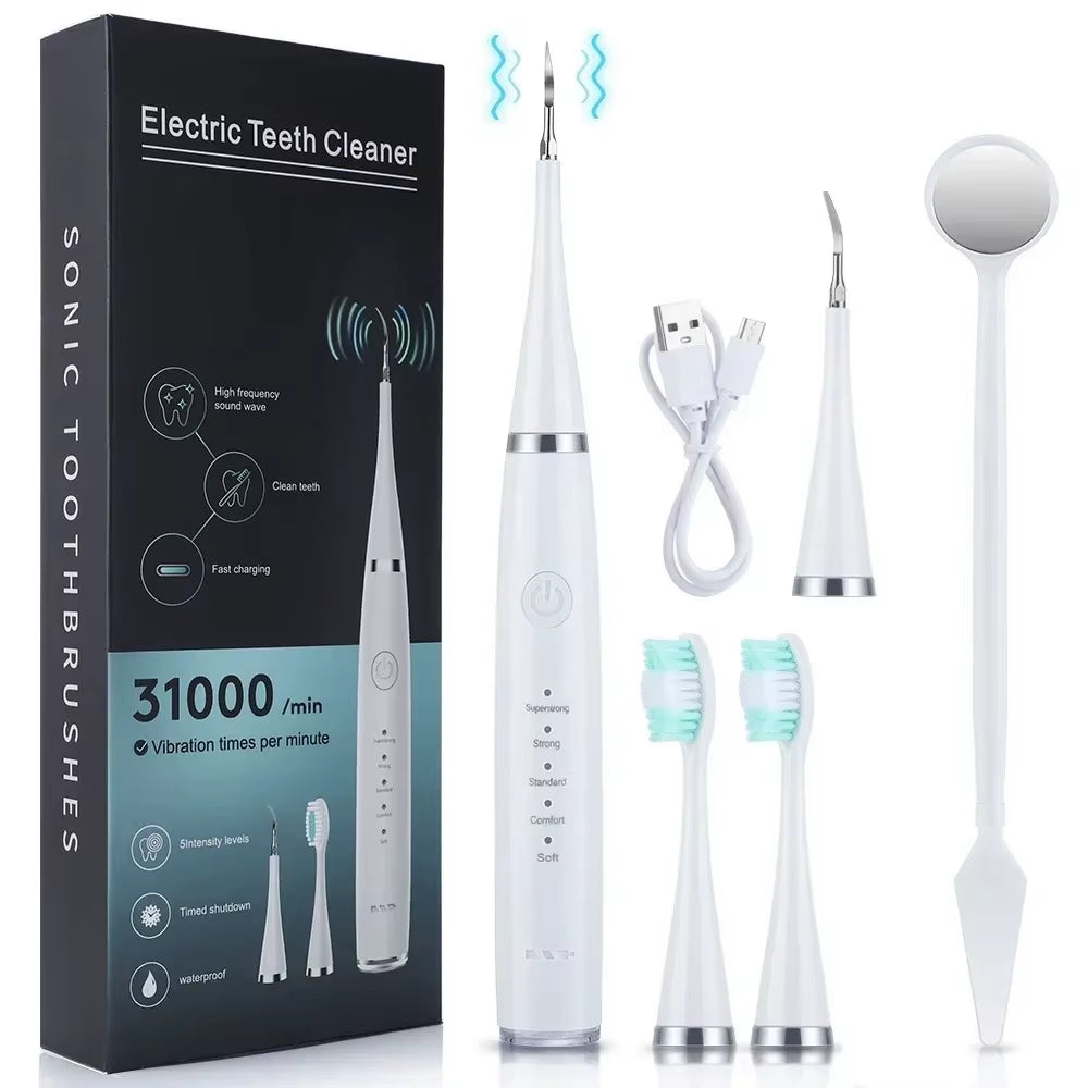 USB Rechargeable Sonic Electric Toothbrush 3 in 1 Tartar Removal and Teeth Whitening with Replaceable Brush Heads for Optimal