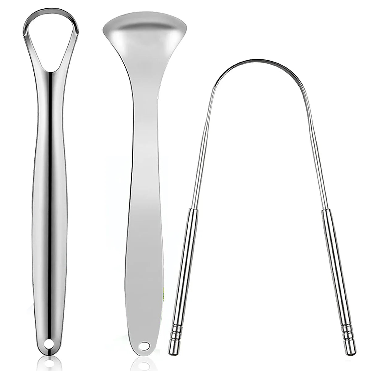 Premium 1Pcs/3Pcs Metal Tongue Scraper Cleaner for Adults & Kids, Portable Stainless Steel Tongue Scrapers Brushes for Removing